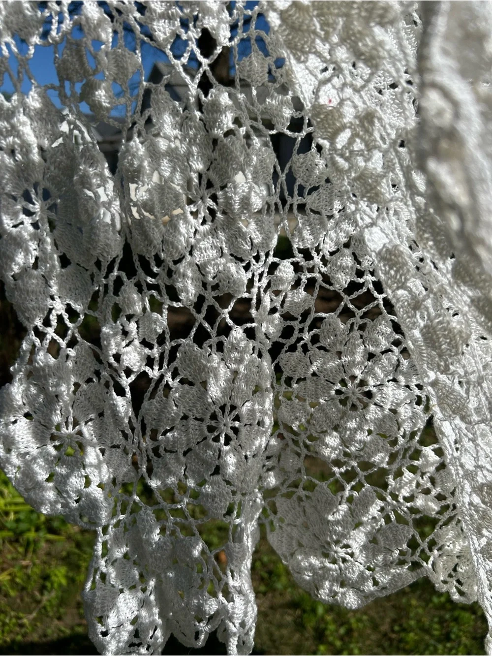 Vintage Bedspread Handmade White Crochet Lace Coverlet Tablecloth 58x79